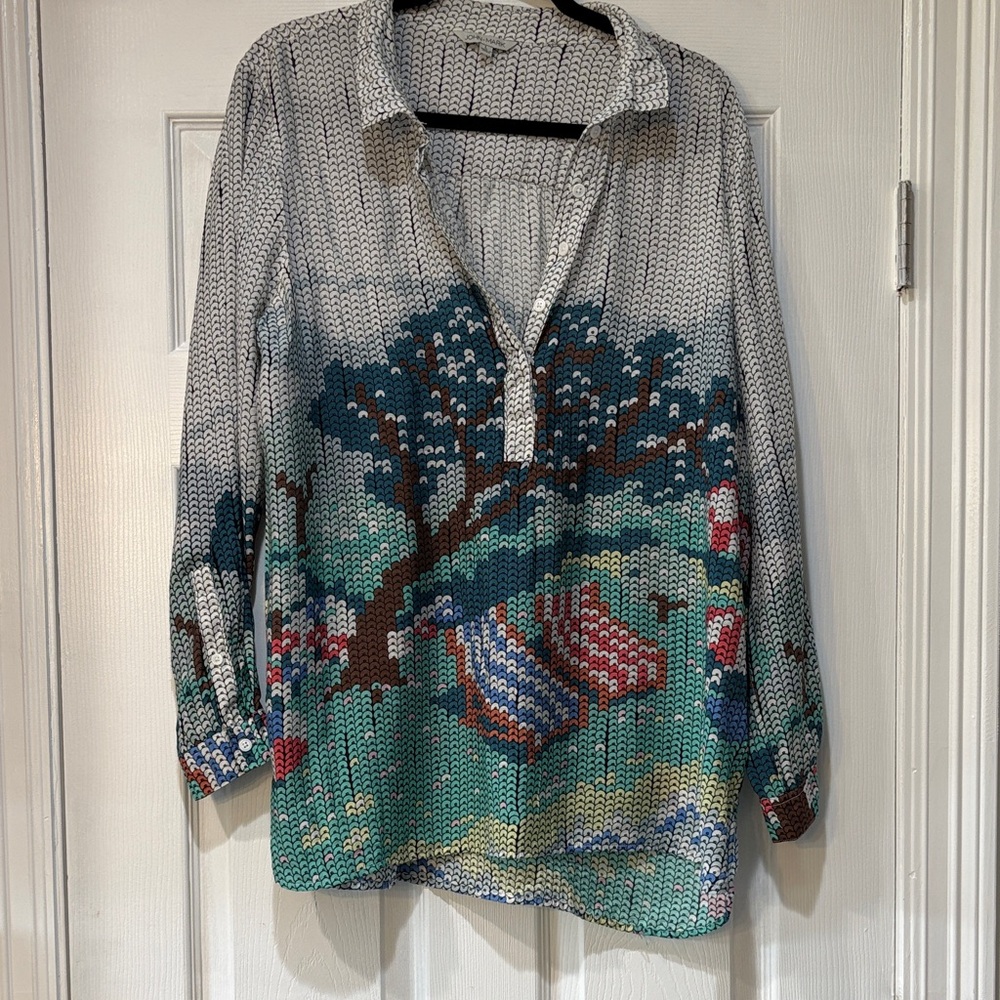 John Mark Black and White Graphic Dot-Scale Top